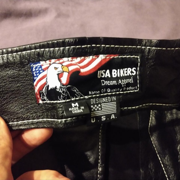 Unisex USA Bikers Dream Apparel Leather Chaps Med. - Picture 3 of 3